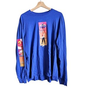 Nike Air Men's Blue Graphic Long Sleeve Shirt Mens Size XL